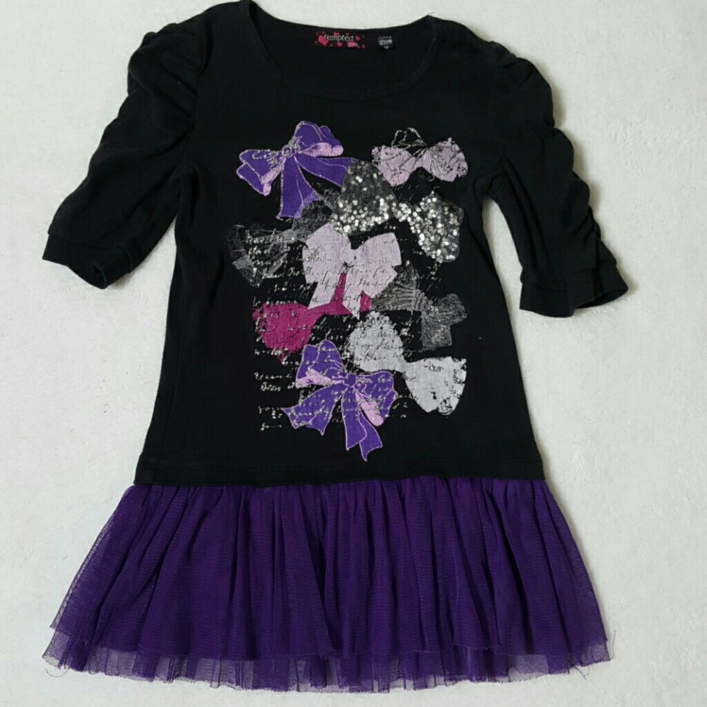 Girls Sequins&Glitter Graphic DressTulle Skirt, M - Picture 1 of 8